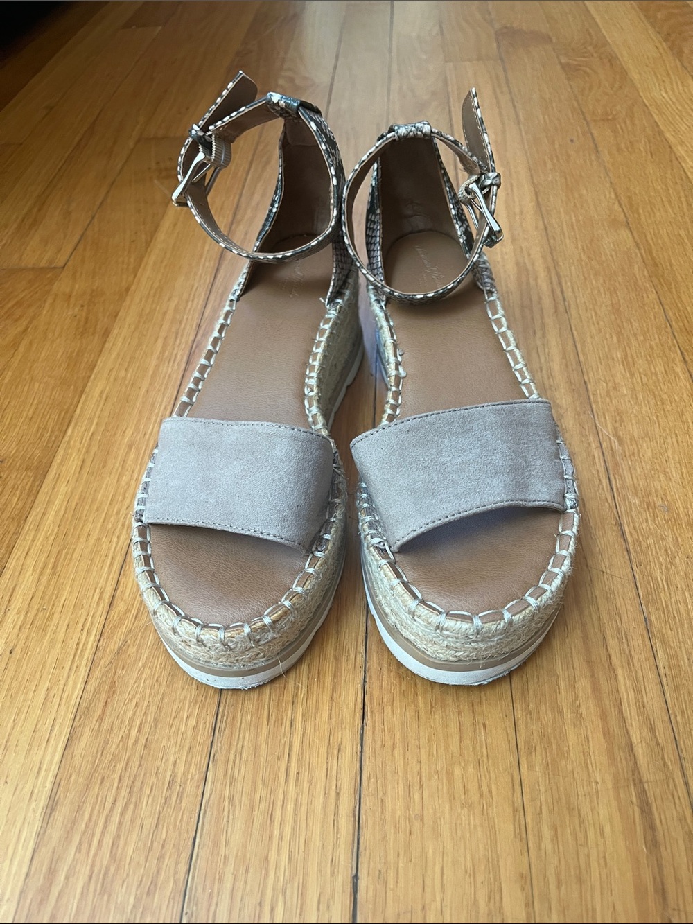 Universal Thread Taupe Suede Espadrille Platform Sandals with Ankle Strap